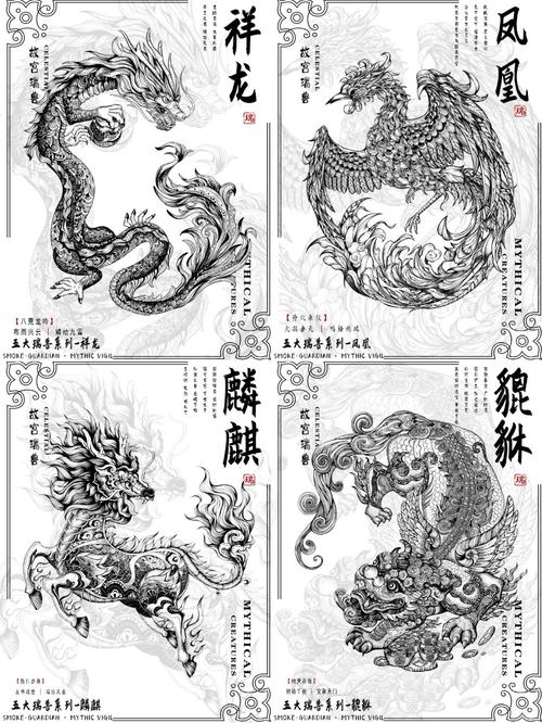 5只瑞兽的寓意图标