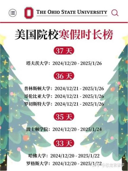 美国学校寒假放假时间缩略图