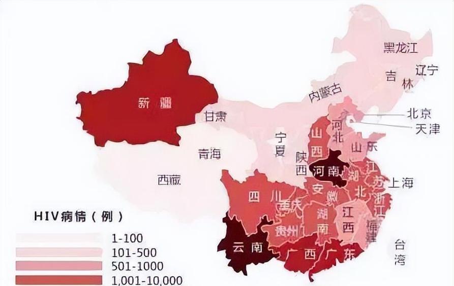 艾滋病人数地图缩略图