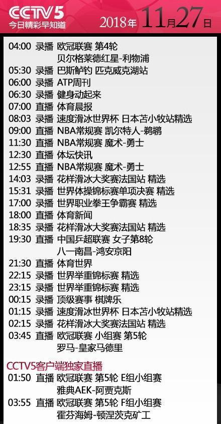 CCTV5十 节目表缩略图