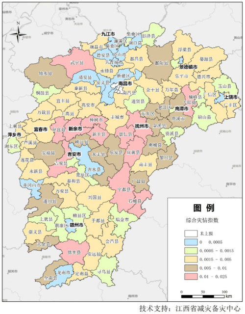 江西省地图各市县缩略图