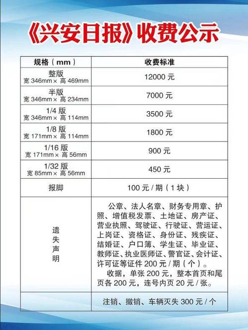 广告收费标准缩略图