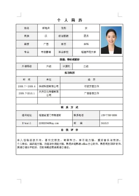 简易版个人简历模板缩略图