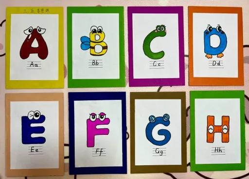 abcd卡通字母卡片图标