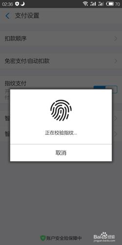支付宝开启指纹支付缩略图