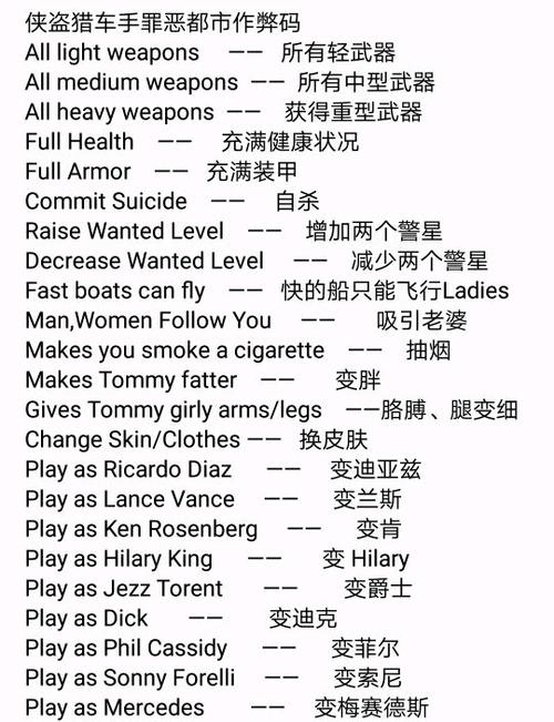 gta3秘籍代码大全缩略图