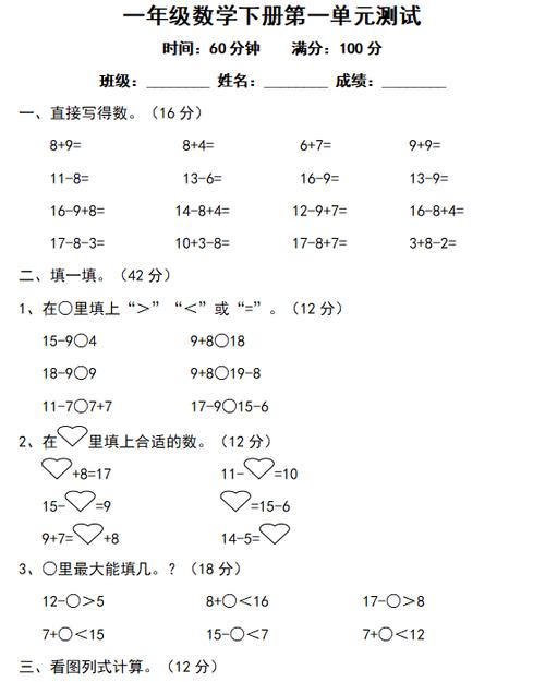 小学一年级数学多少分合格游戏截图